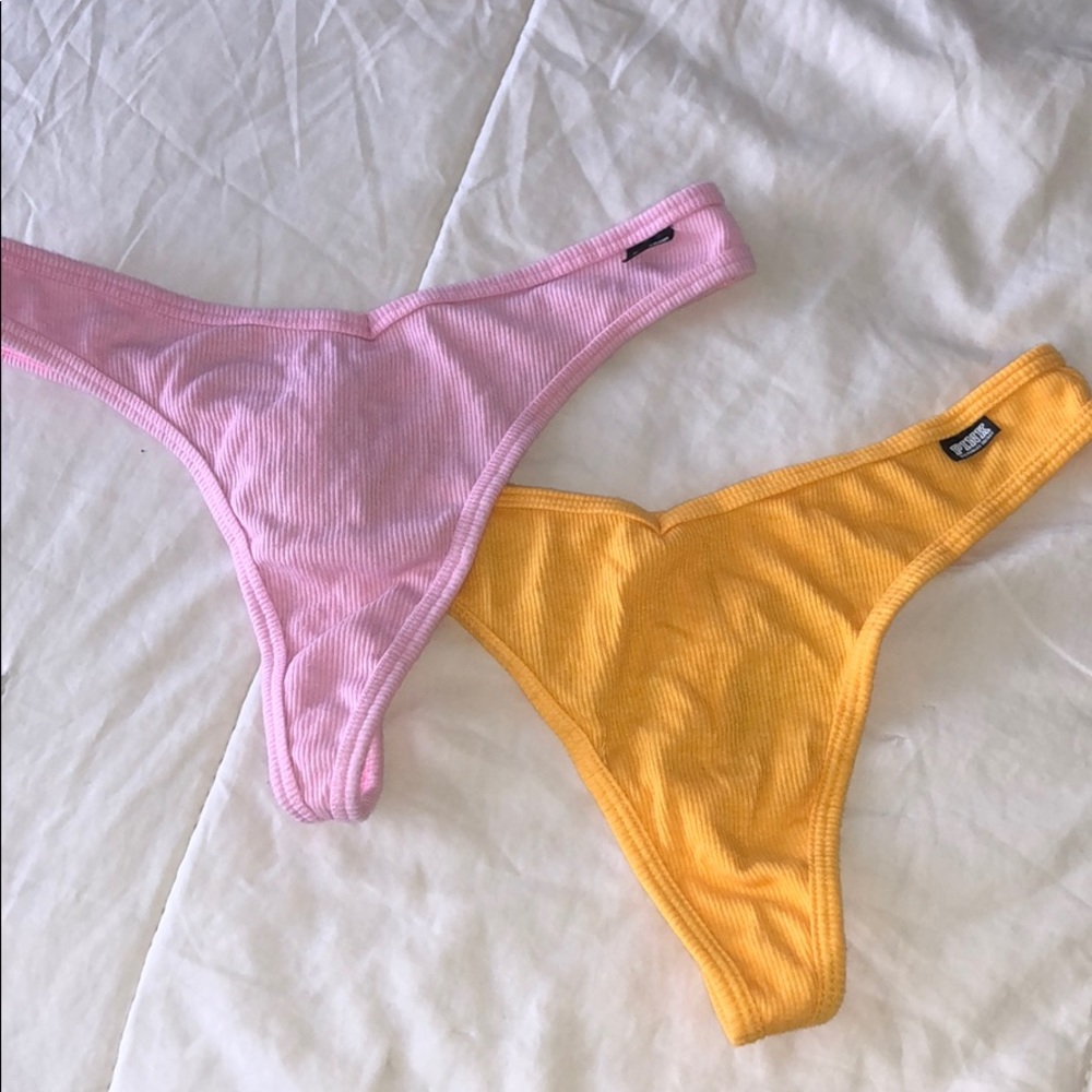 2 Victoria secret PINK thongs - size L